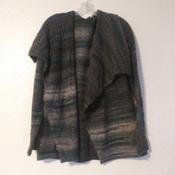 Royal Robbins women's size M gray and turquoise cable-knit cardigan sweater - Picture 1 of 14
